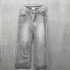 Disclosure Womens Jeans Angel Wing Graphic Straight Leg 11/30 Black